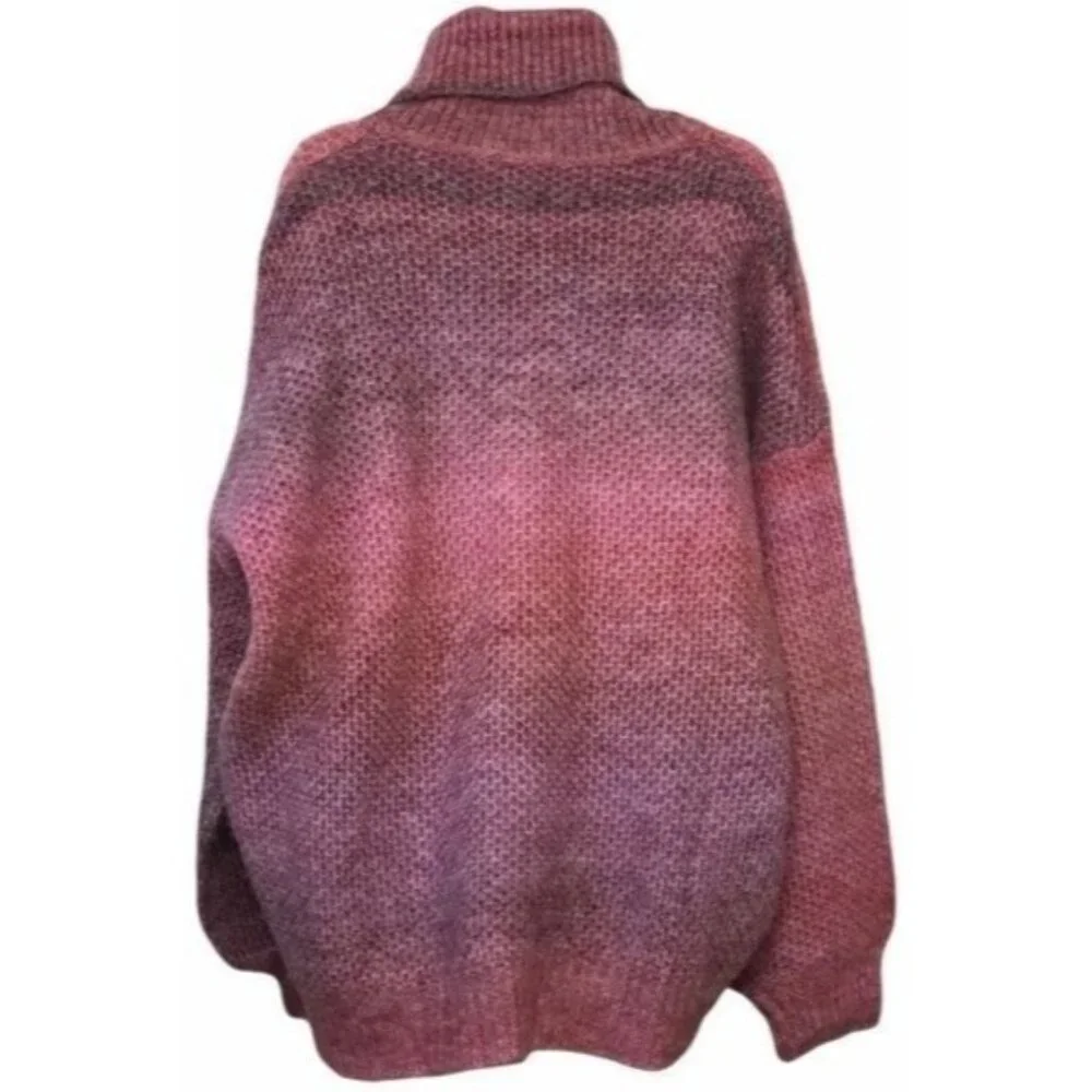 NWT ENTRO Ombre Turtleneck Sweater L Stripe Knit LS Drop Shoulders Winter NEW